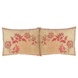 2 pcs Upholstery-Chenille Beige (Claret Red Mum Flowers) Queen Size 22"x30" Pillow Cover