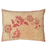 2 pcs Upholstery-Chenille Beige (Claret Red Mum Flowers) Queen Size 22"x30" Pillow Cover