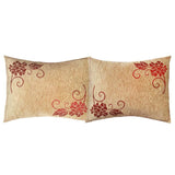 2 pcs Upholstery-Chenille Beige (Claret Red Begonia) Queen Size 22"x30" Pillow Cover