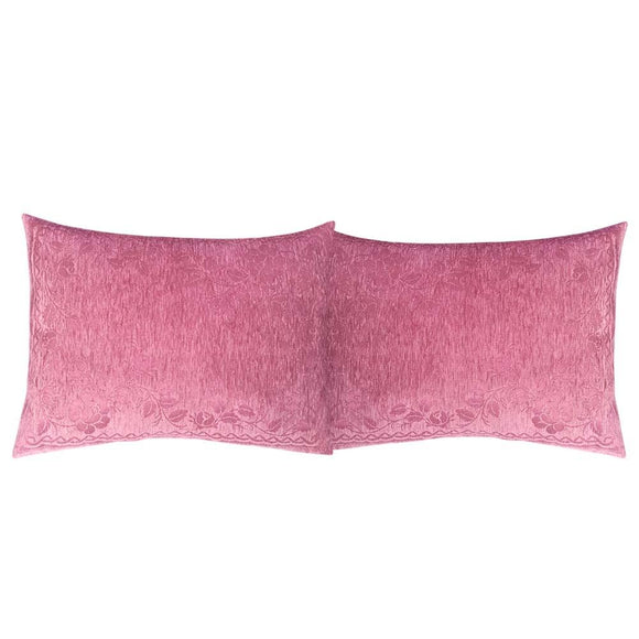 2 pcs Upholstery-Chenille Pink (Cherry Rose) Queen Size 22