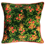 Velvet/Faux Silk Floral Pattern 18"x18" Emerald Pillow Case/Cushion Cover - Fuchsia back